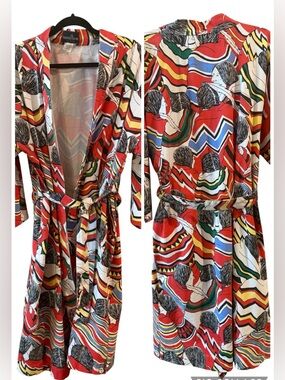 Vintage 80s Cactus Club Los Angeles Pop Art Kimono Robe Statement Piece